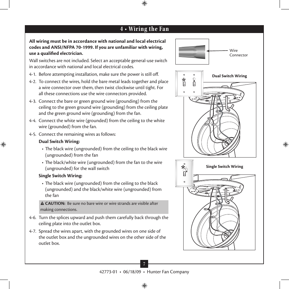 4 • wiring the fan | Hunter Fan Grandview 23923 User Manual | Page 7 / 14