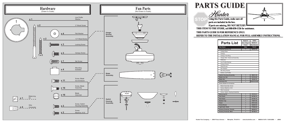 Hunter Fan 23963 User Manual | 2 pages