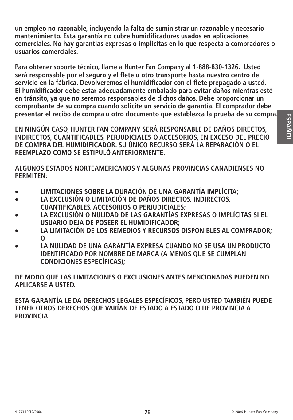 Hunter Fan 35203 User Manual | Page 26 / 28