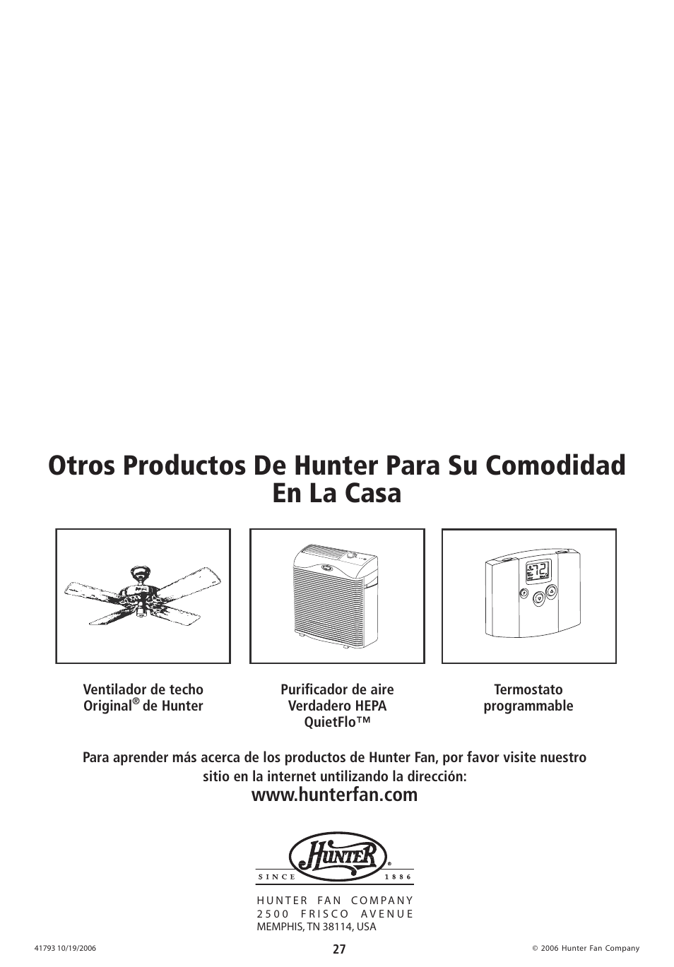 Hunter Fan 35203 User Manual | Page 27 / 28