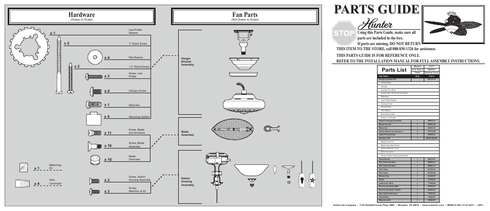 Hunter Fan 21317 User Manual | 2 pages