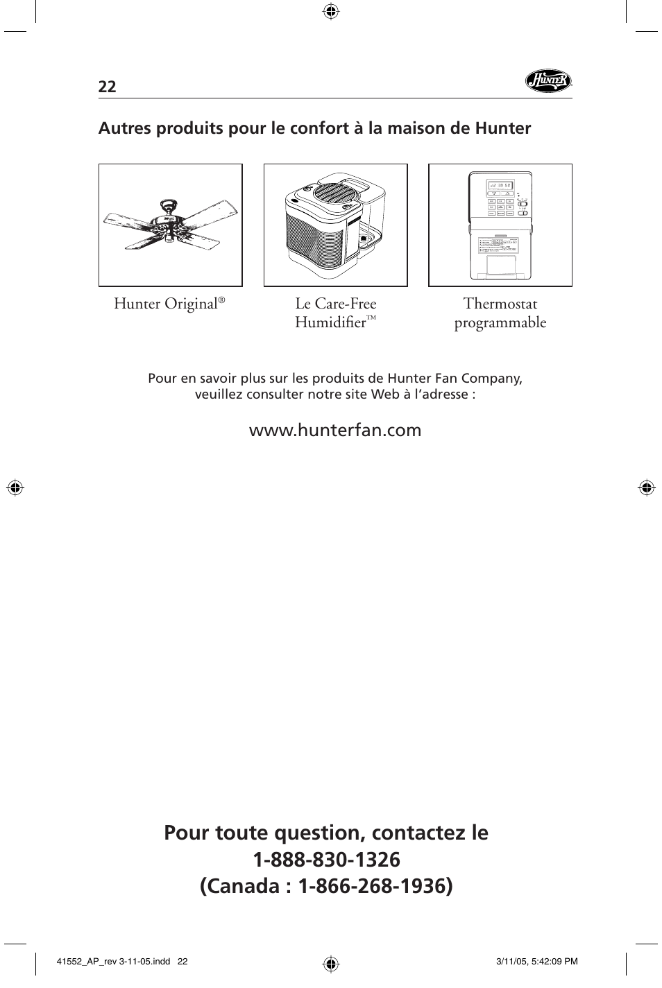 Hunter Fan 30090 User Manual | Page 22 / 24