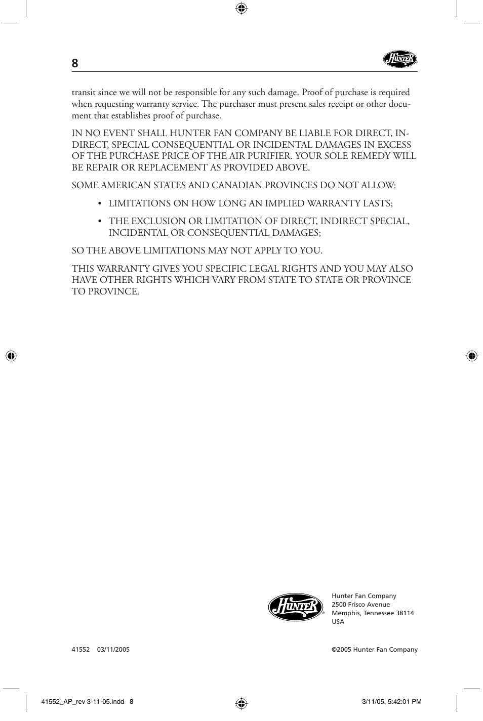 Hunter Fan 30090 User Manual | Page 8 / 24