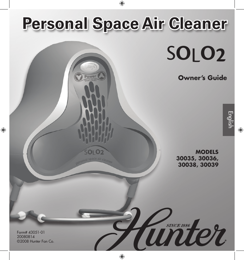 Hunter Fan SOLO2 30038 User Manual | 20 pages