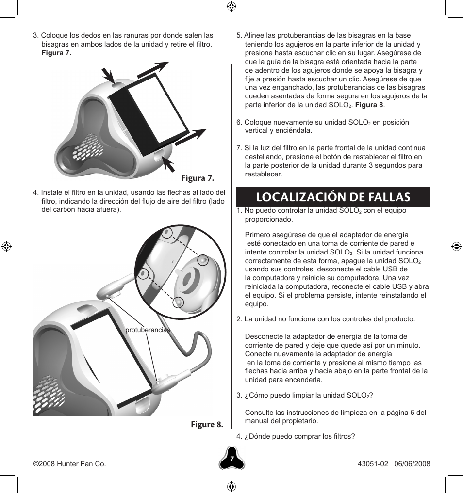 Localización de fallas, Figure 8, Figura 7 | Hunter Fan SOLO2 30038 User Manual | Page 17 / 20