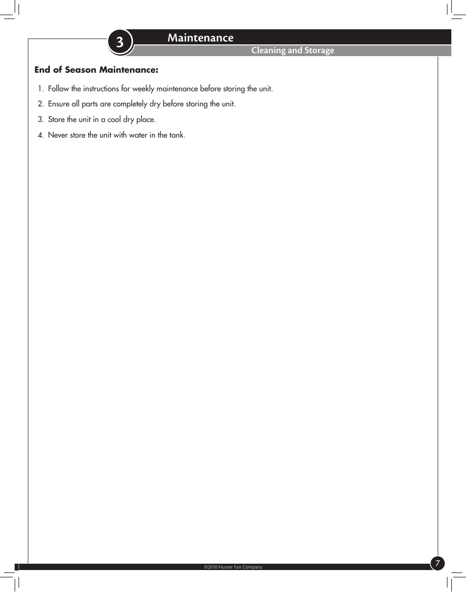 Maintenance | Hunter Fan WARM MIST 35216 User Manual | Page 7 / 12