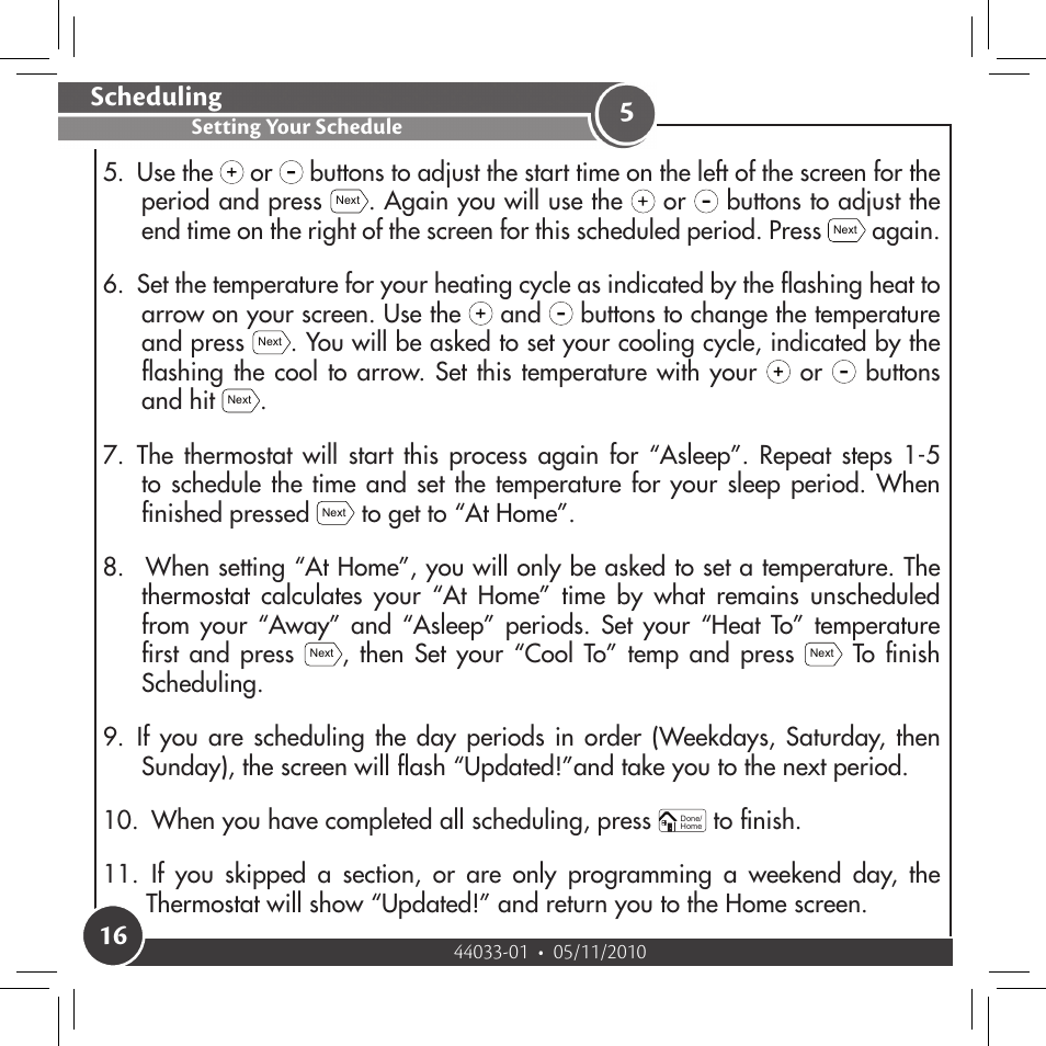 Scheduling | Hunter Fan 44033-01 44277 User Manual | Page 16 / 37