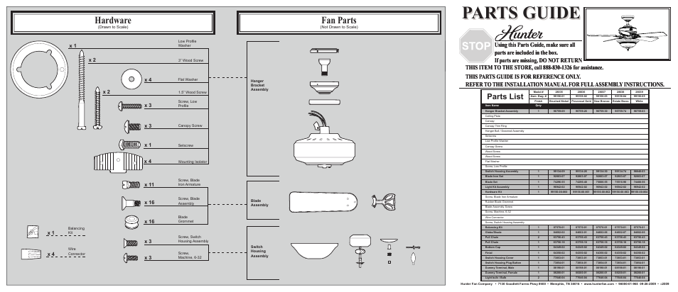 Hunter Fan 28038 User Manual | 2 pages