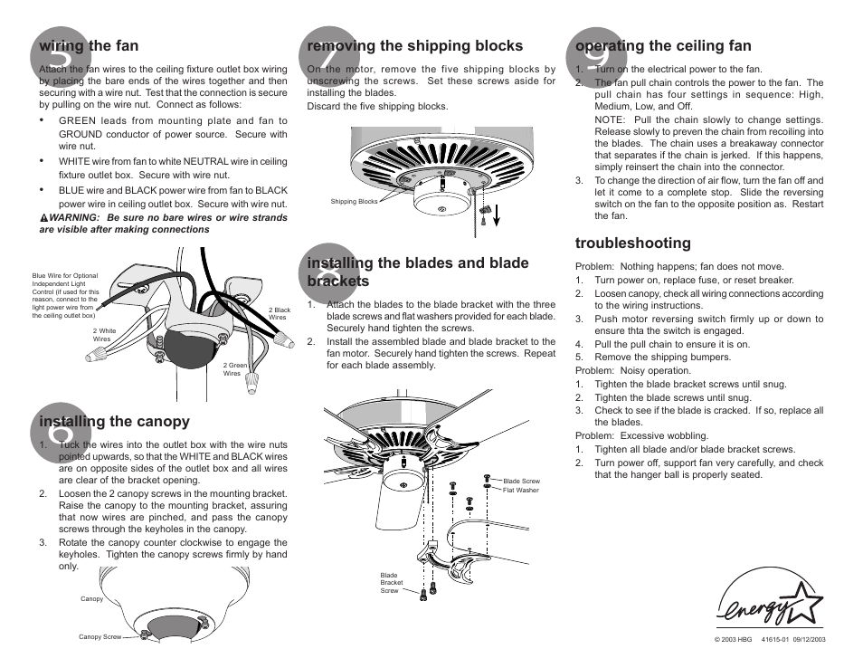 Hunter Fan 41615-01 User Manual | Page 2 / 4