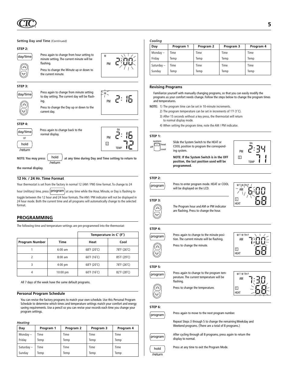 Programming | Hunter Fan 43154 User Manual | Page 5 / 7