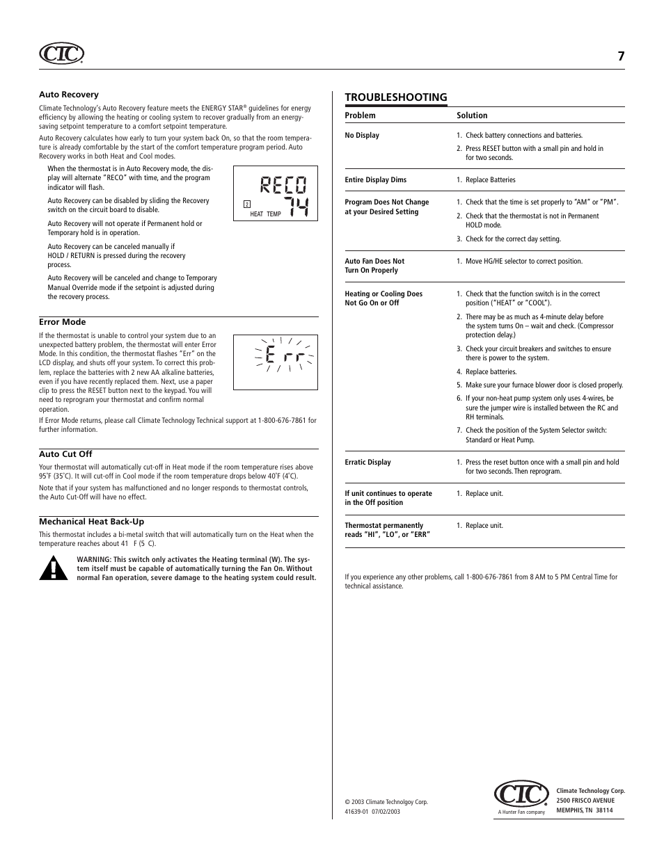 Troubleshooting | Hunter Fan 43154 User Manual | Page 7 / 7