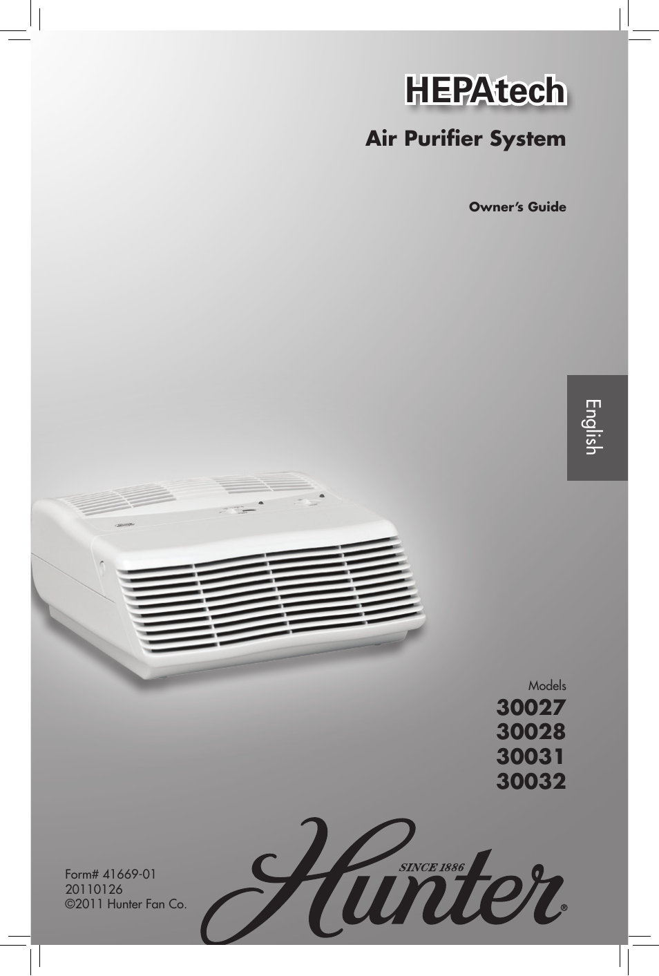 Hunter Fan HEPATECH 30027 User Manual | 5 pages
