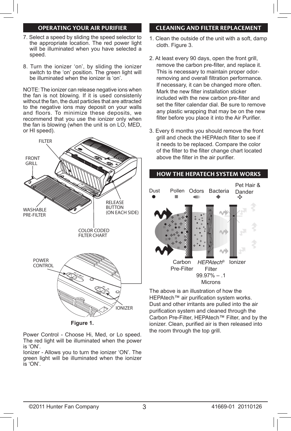 Hunter Fan HEPATECH 30027 User Manual | Page 3 / 5