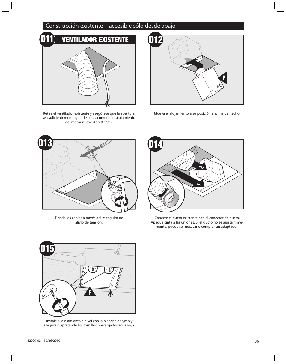 Ventilador existente | Hunter Fan LA STRADA 82022 User Manual | Page 36 / 63