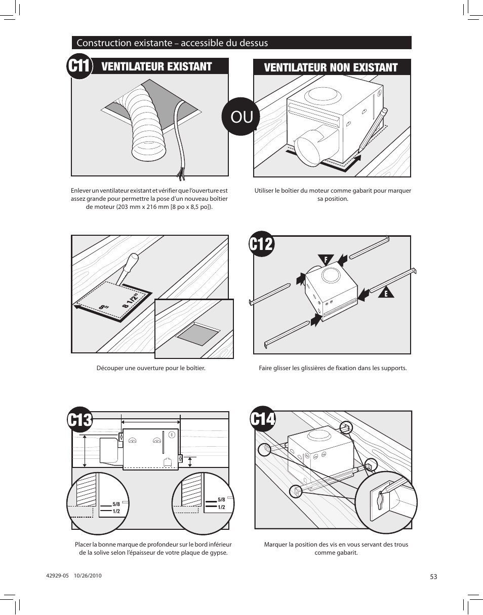 C13 c14, Ventilateur existant, Ventilateur non existant | Hunter Fan LA STRADA 82022 User Manual | Page 53 / 63