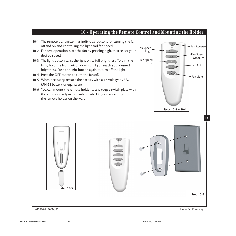 Hunter Fan 42501-01 User Manual | Page 13 / 15