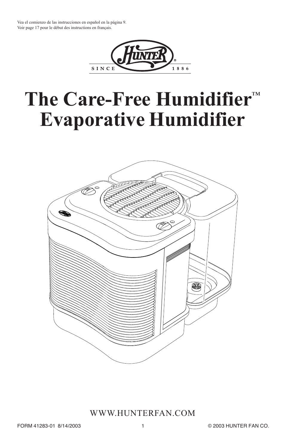 Hunter Fan Care-Free 32300 User Manual | 8 pages