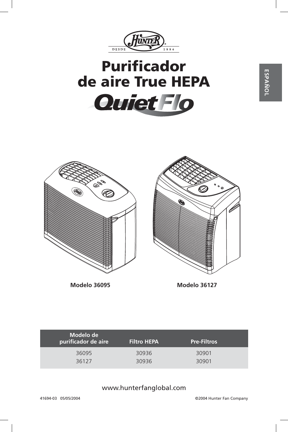 Purifi cador de aire true hepa | Hunter Fan 36127 User Manual | Page 7 / 54