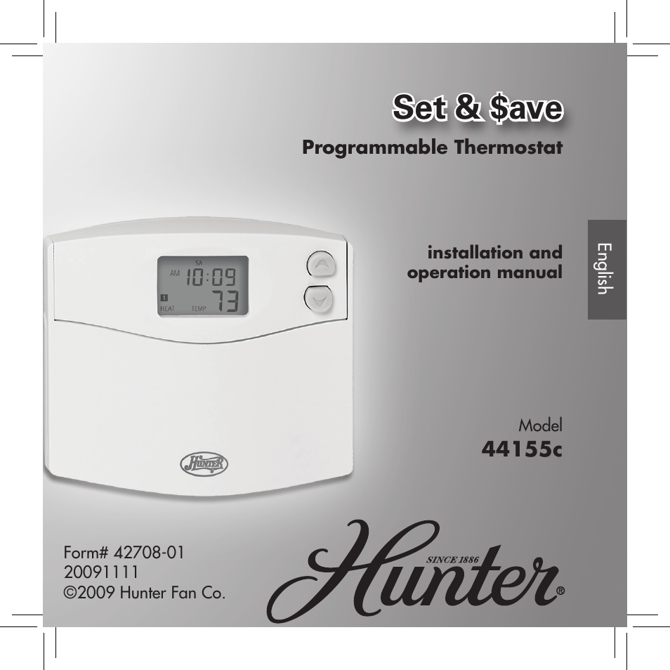 Hunter Fan SET & SAVE 44155C User Manual | 52 pages