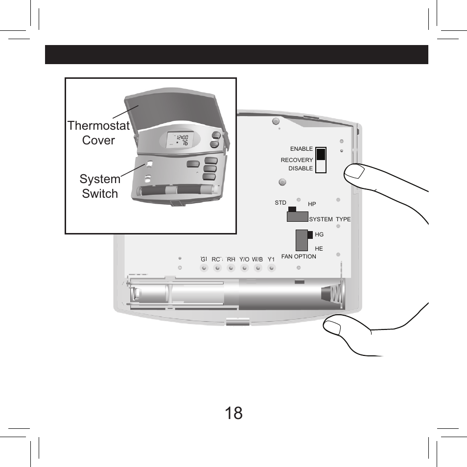 Thermostat cover system switch | Hunter Fan SET & SAVE 44155C User Manual | Page 18 / 52
