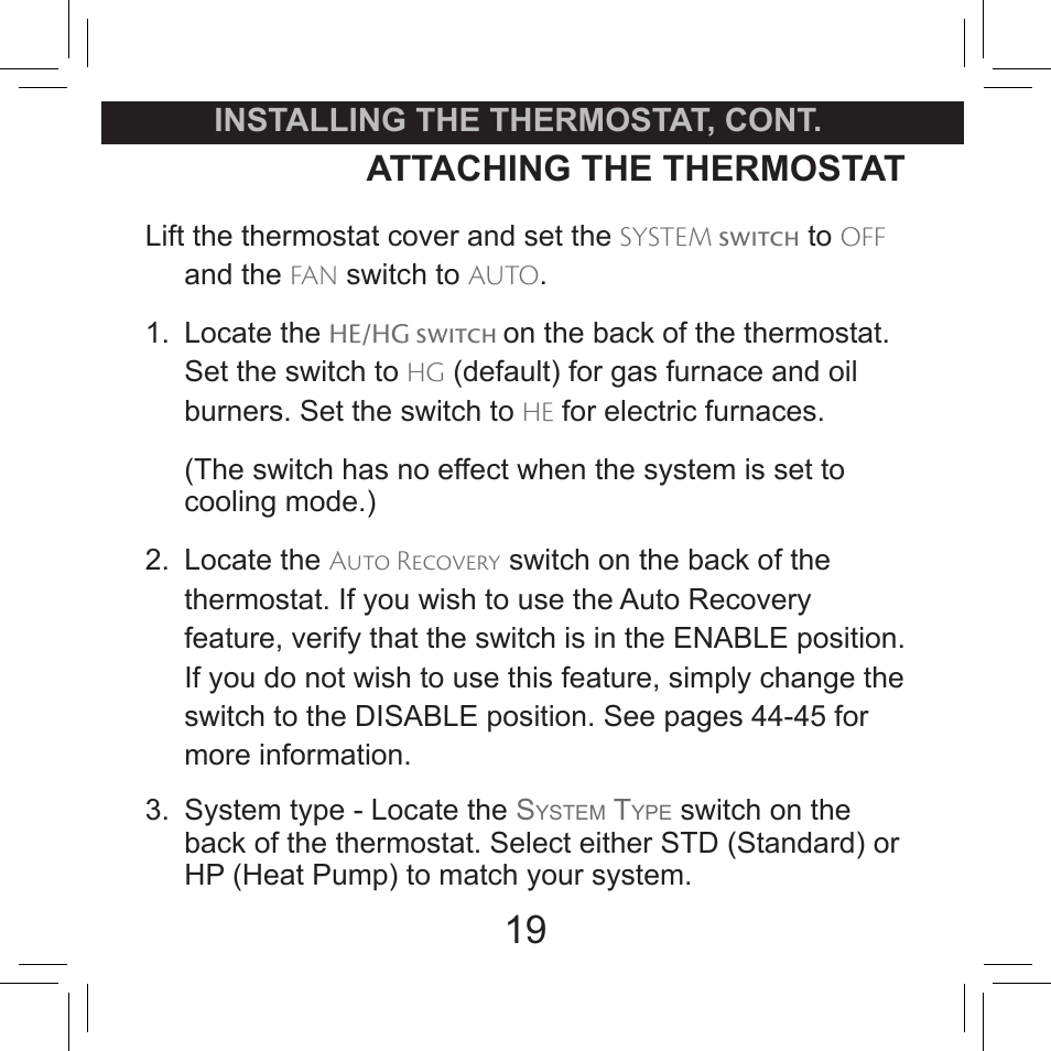 Attaching the thermostat | Hunter Fan SET & SAVE 44155C User Manual | Page 19 / 52