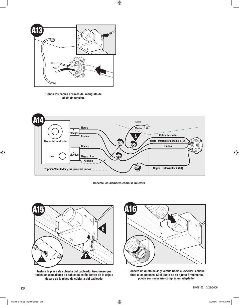 00 a16 | Hunter Fan 82005 User Manual | Page 20 / 28