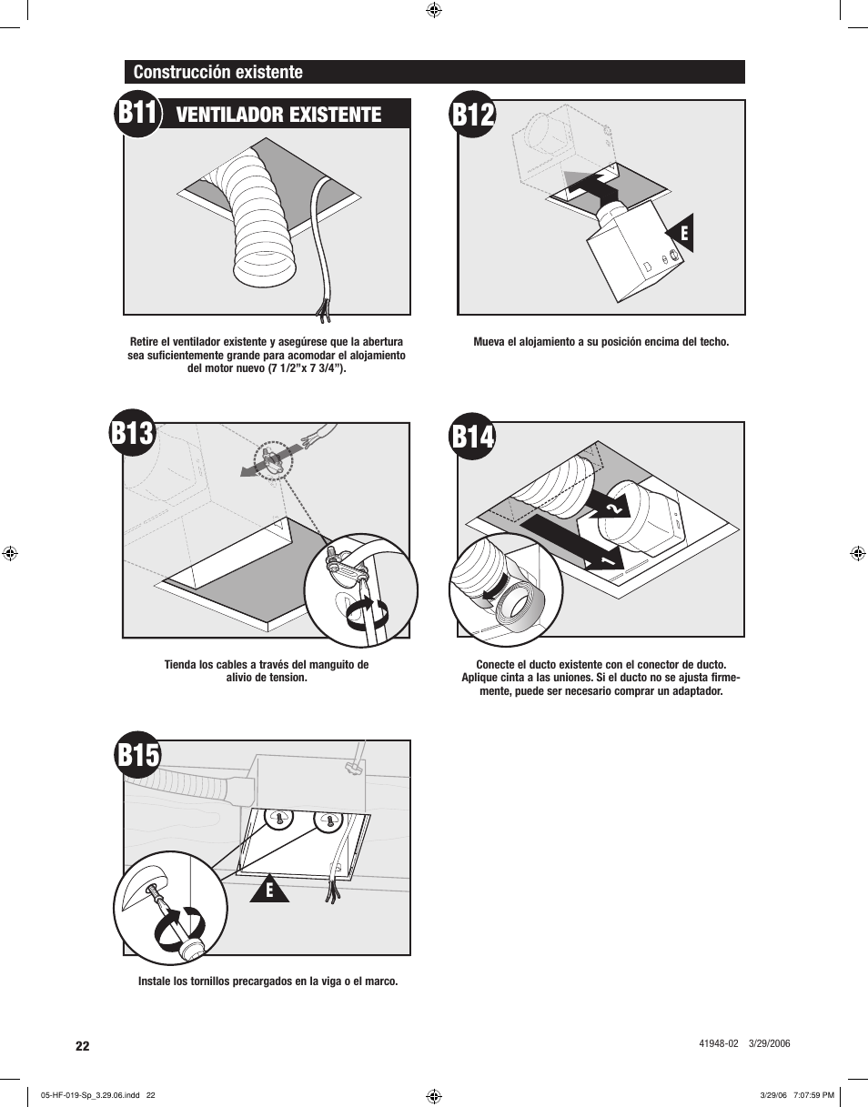 Ventilador existente | Hunter Fan 82005 User Manual | Page 22 / 28