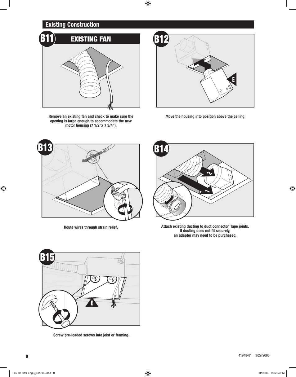 Existing fan | Hunter Fan 82005 User Manual | Page 8 / 28