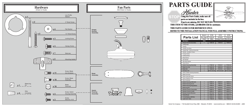 Hunter Fan 25748 User Manual | 2 pages