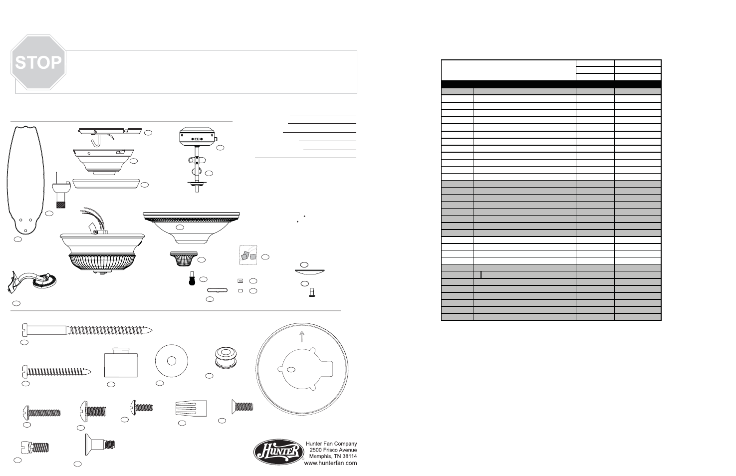 Hunter Fan 21580 User Manual | 2 pages