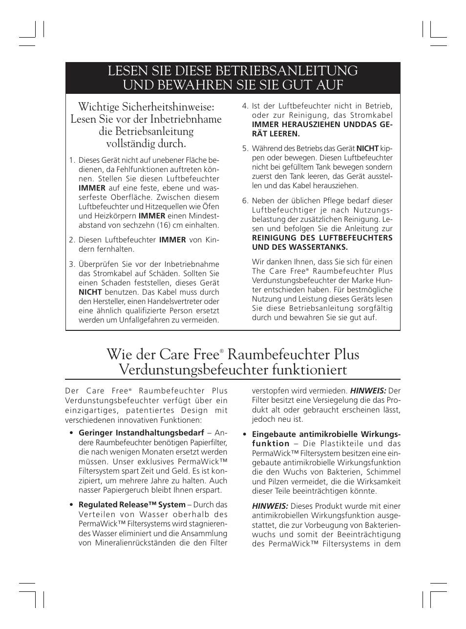Wie der care free | Hunter Fan 36202 User Manual | Page 14 / 54