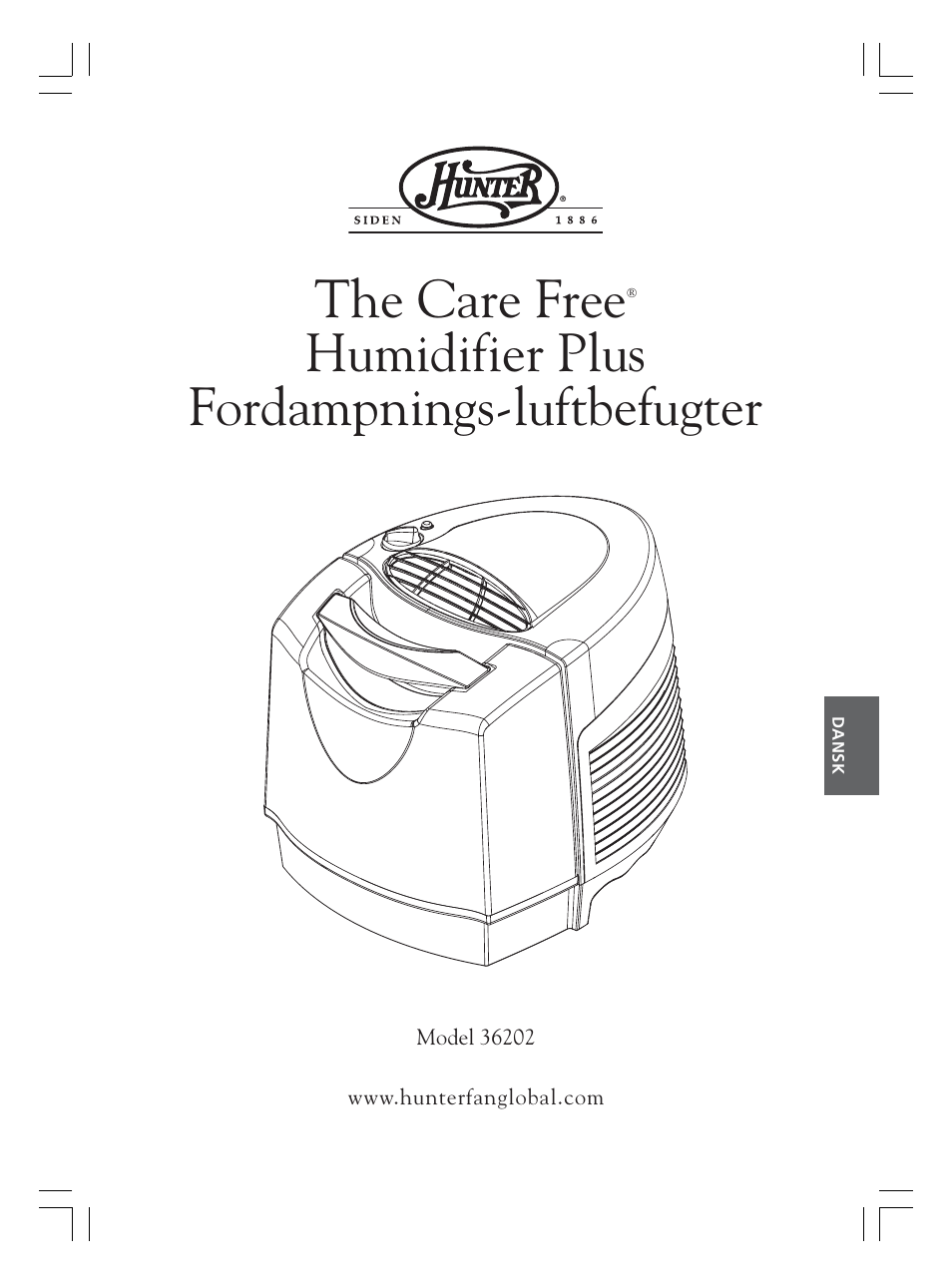 The care free, Humidifier plus fordampnings-luftbefugter | Hunter Fan 36202 User Manual | Page 31 / 54