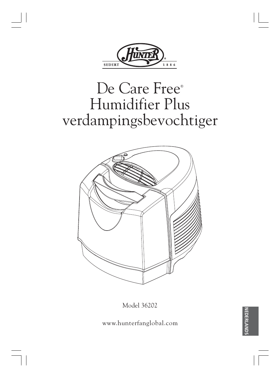 De care free, Humidifier plus verdampingsbevochtiger | Hunter Fan 36202 User Manual | Page 49 / 54