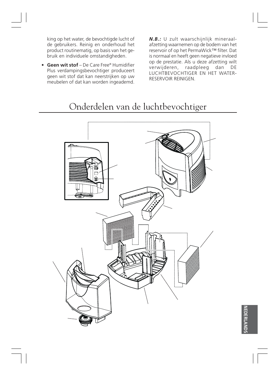 Onderdelen van de luchtbevochtiger, Afbeelding 1 | Hunter Fan 36202 User Manual | Page 51 / 54