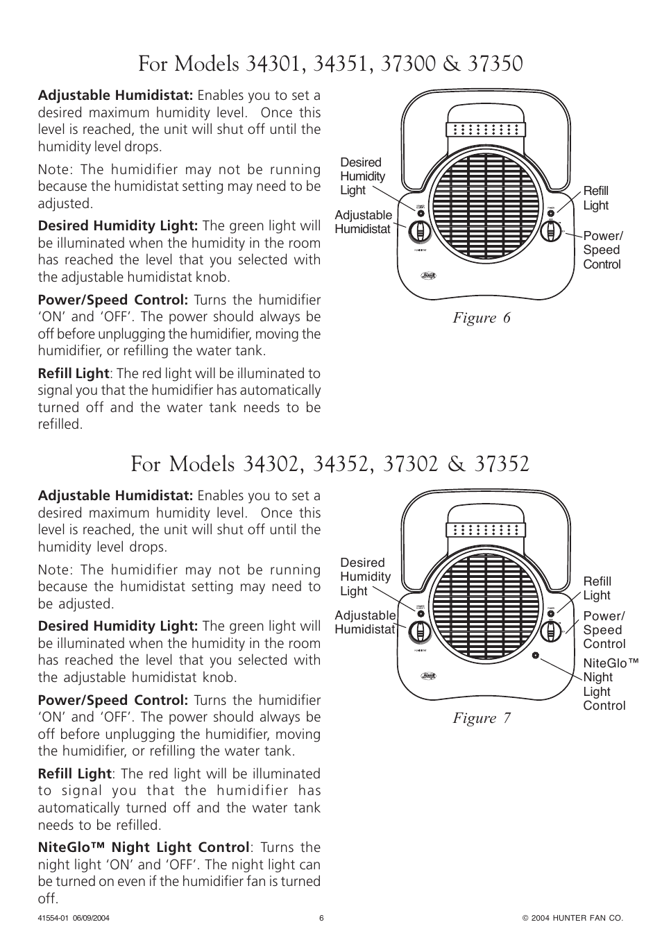 Hunter Fan NiteGlo Humidifier Plus Evaporative Humidifier User Manual | Page 6 / 12