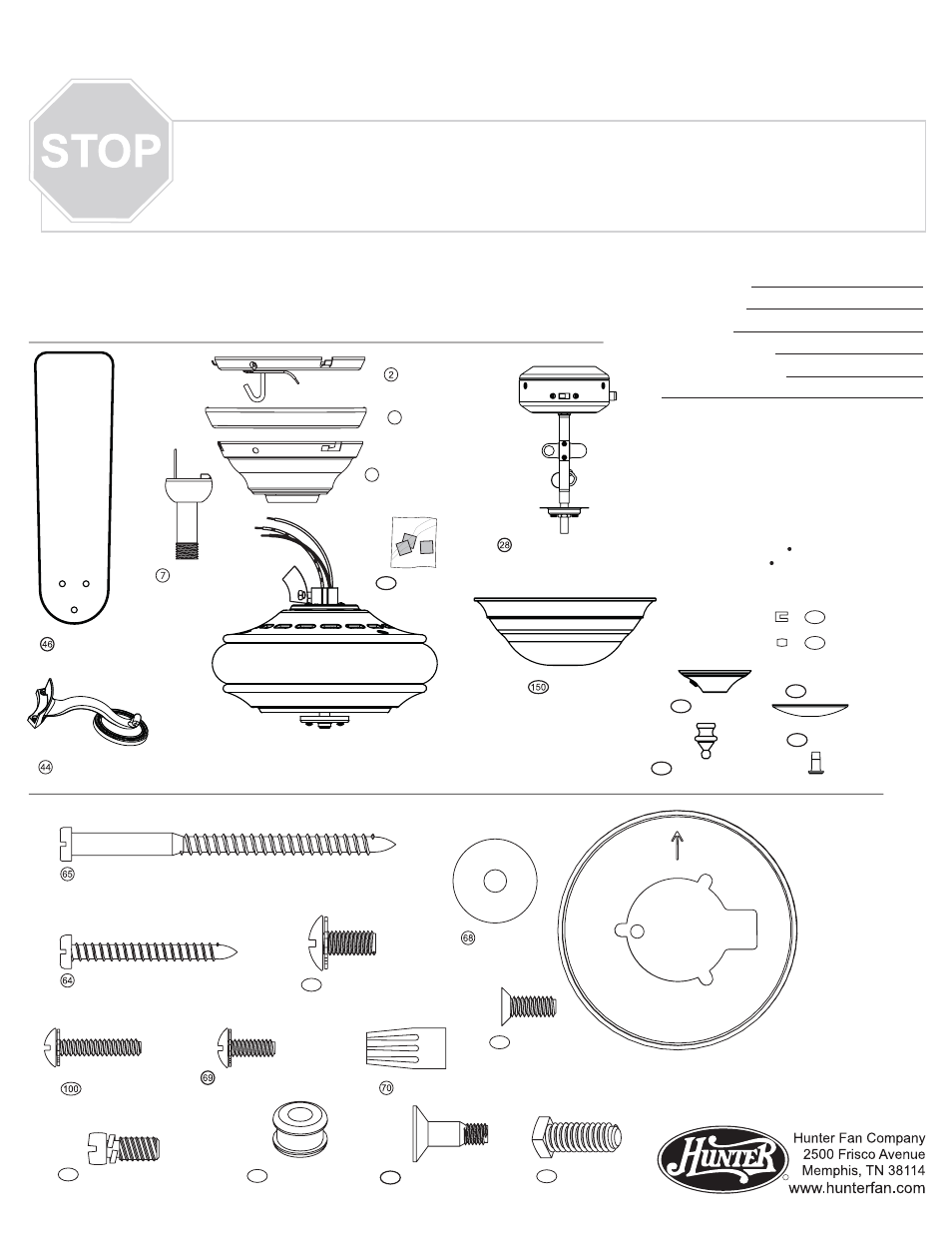 Hunter Fan 20551 User Manual | 4 pages