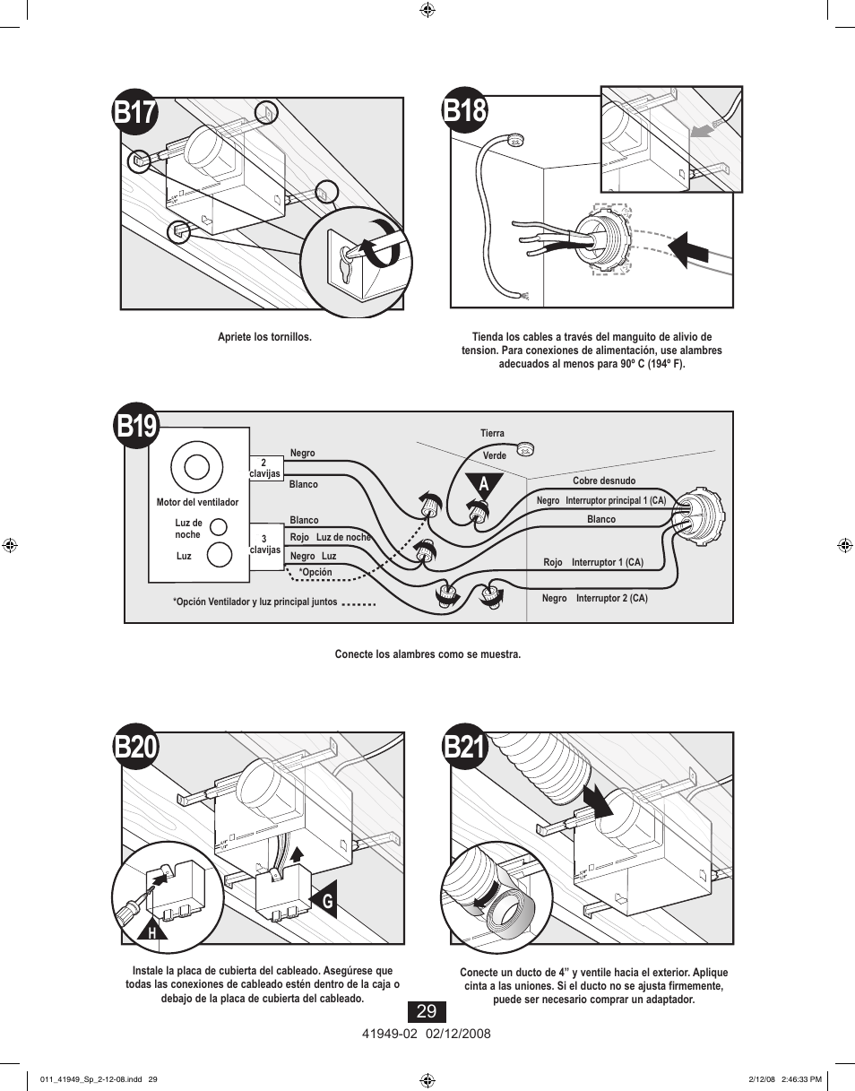 B17 b18, B19 b21 | Hunter Fan 41949-01 User Manual | Page 29 / 40