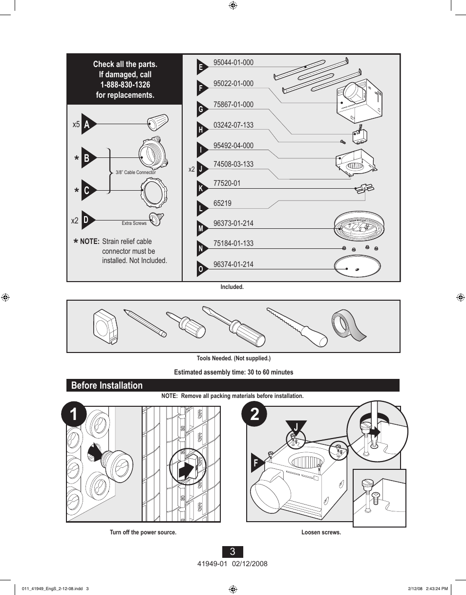 Ab c | Hunter Fan 41949-01 User Manual | Page 3 / 40