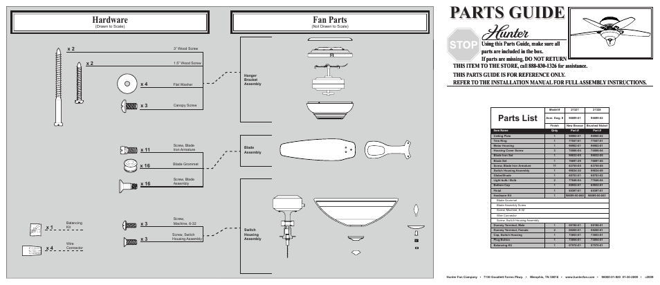 Hunter Fan 21328 User Manual | 2 pages