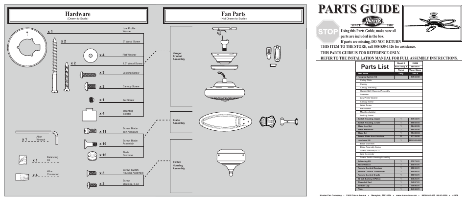 Hunter Fan 28486 User Manual | 2 pages