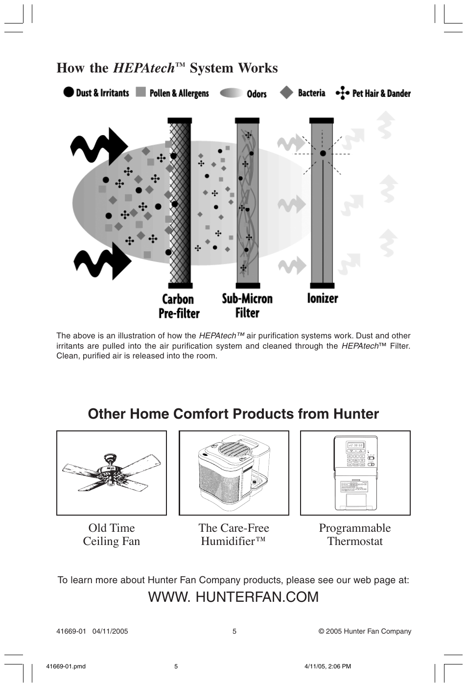 Other home comfort products from hunter, System works | Hunter Fan 30028 User Manual | Page 5 / 6