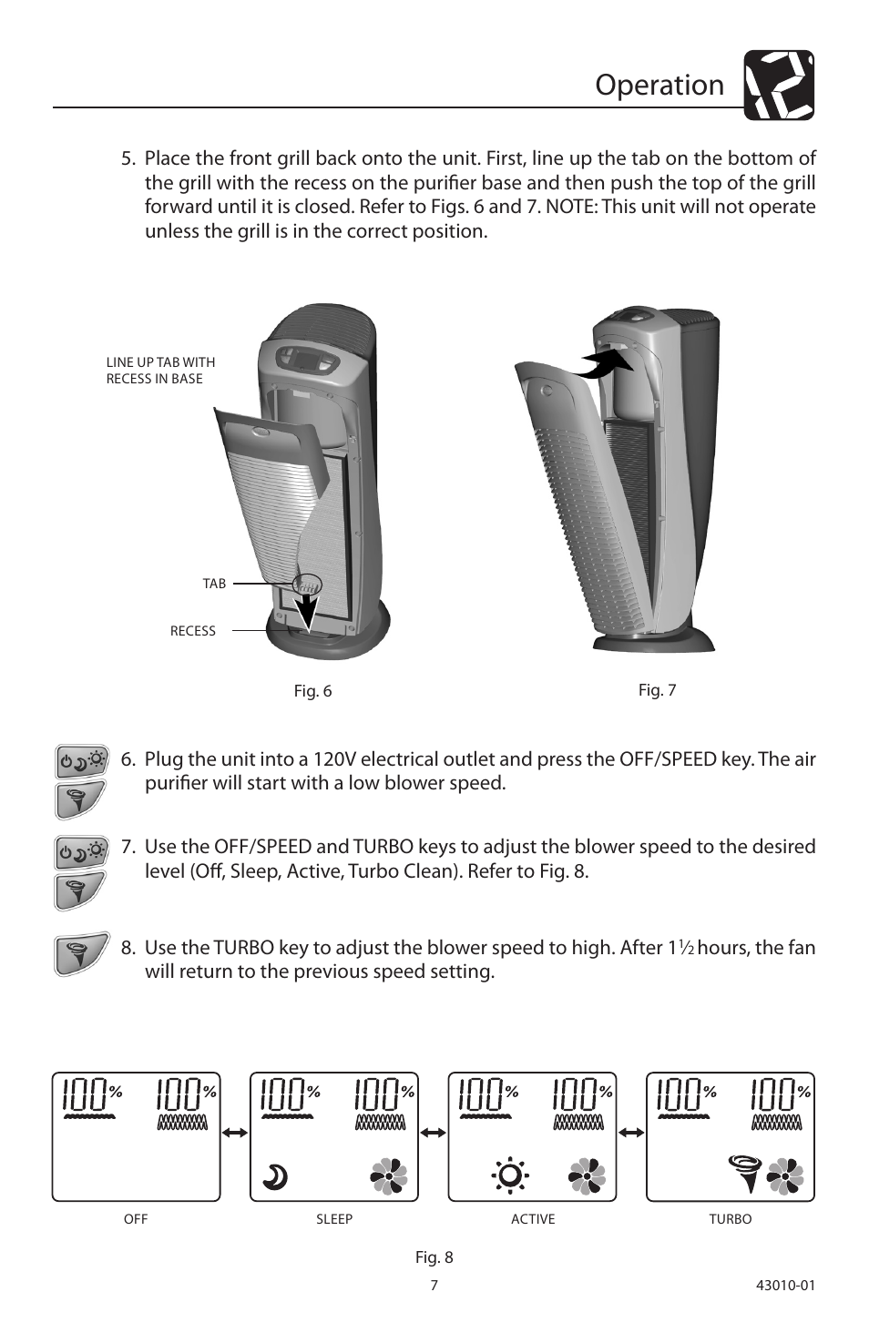 Operation | Hunter Fan 30721A User Manual | Page 7 / 18