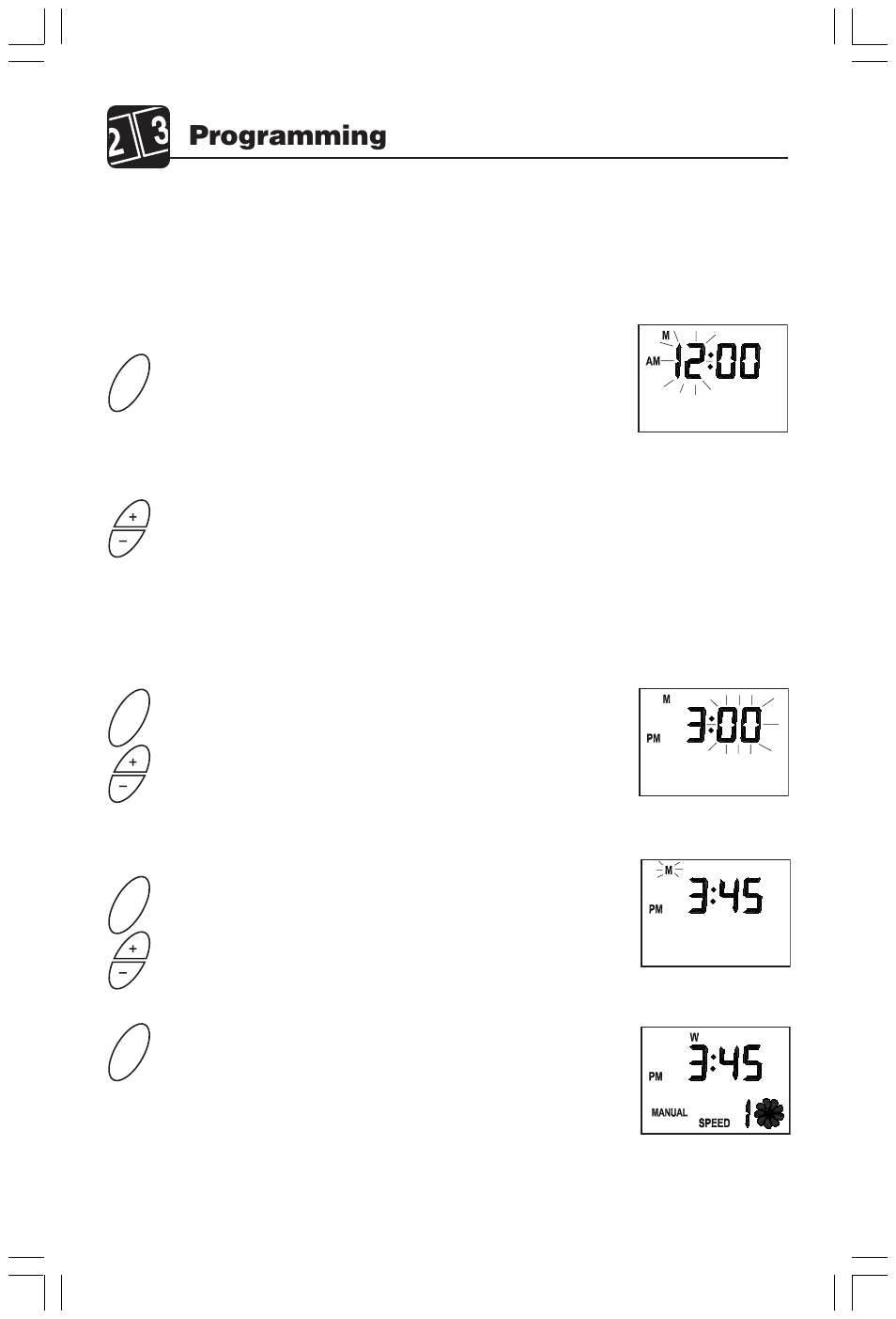 Programming, Setting day and time | Hunter Fan 30185 User Manual | Page 12 / 24