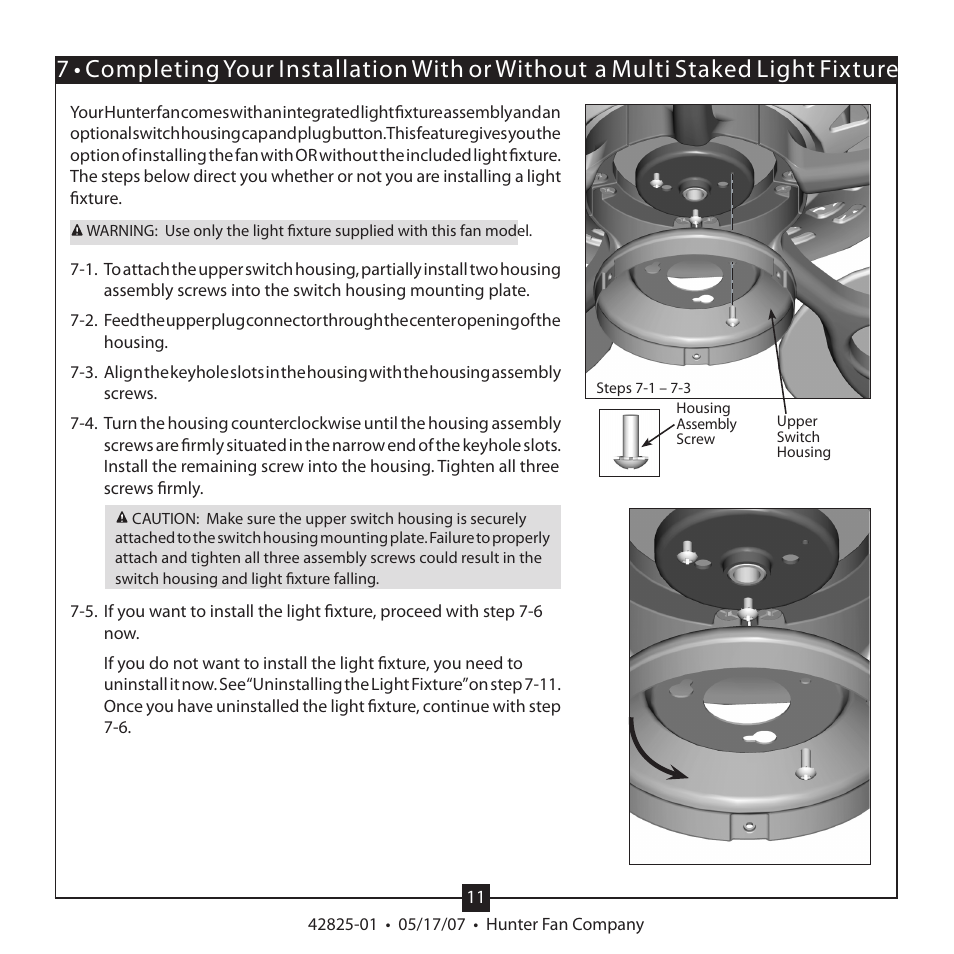 Hunter Fan HUNTER CEILING FAN TYPE User Manual | Page 11 / 15