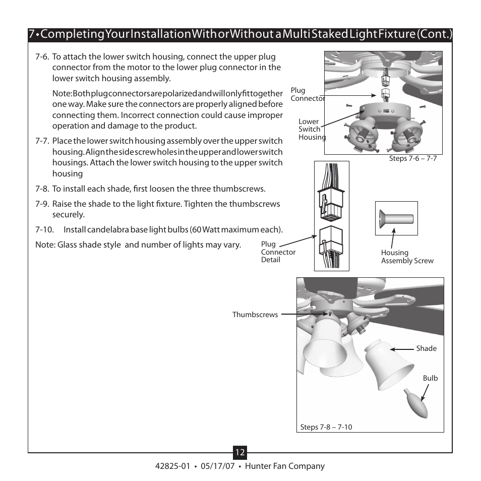 Hunter Fan HUNTER CEILING FAN TYPE User Manual | Page 12 / 15