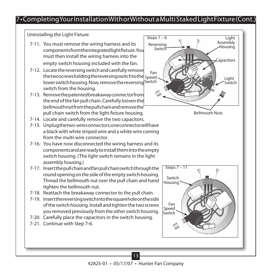 Hunter Fan HUNTER CEILING FAN TYPE User Manual | Page 13 / 15