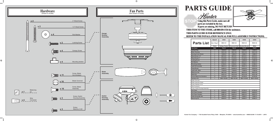 Hunter Fan 23898 User Manual | 2 pages