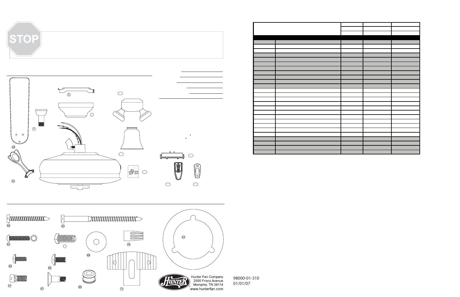 Hunter Fan 23965 User Manual | 2 pages