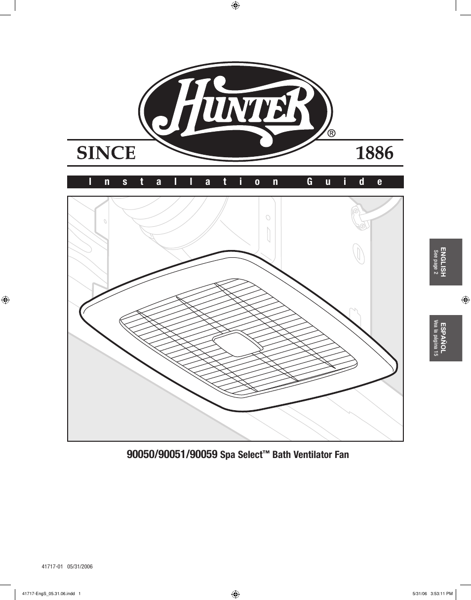 Hunter Fan SPA SELECT 90051 User Manual | 28 pages