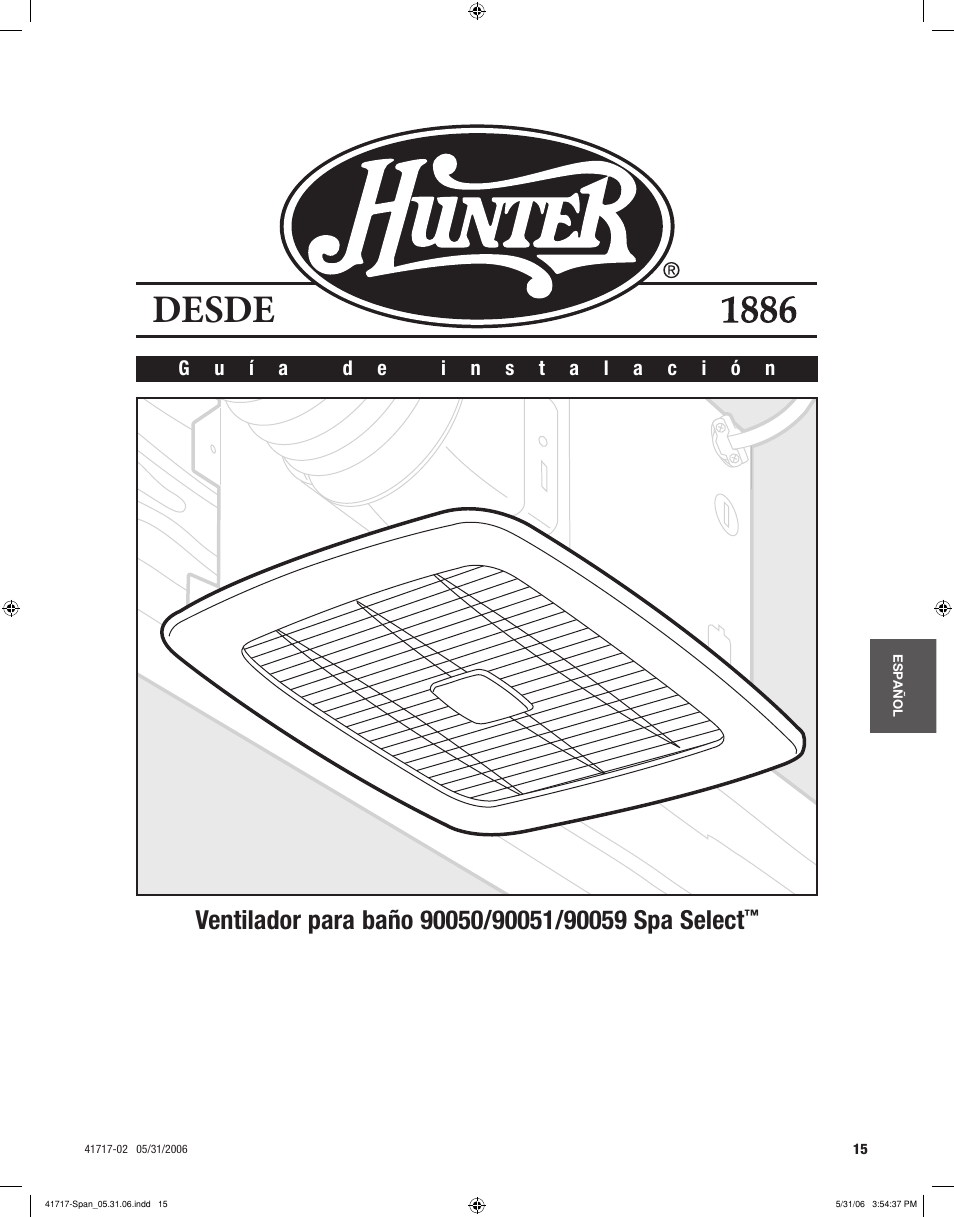 Desde | Hunter Fan SPA SELECT 90051 User Manual | Page 15 / 28
